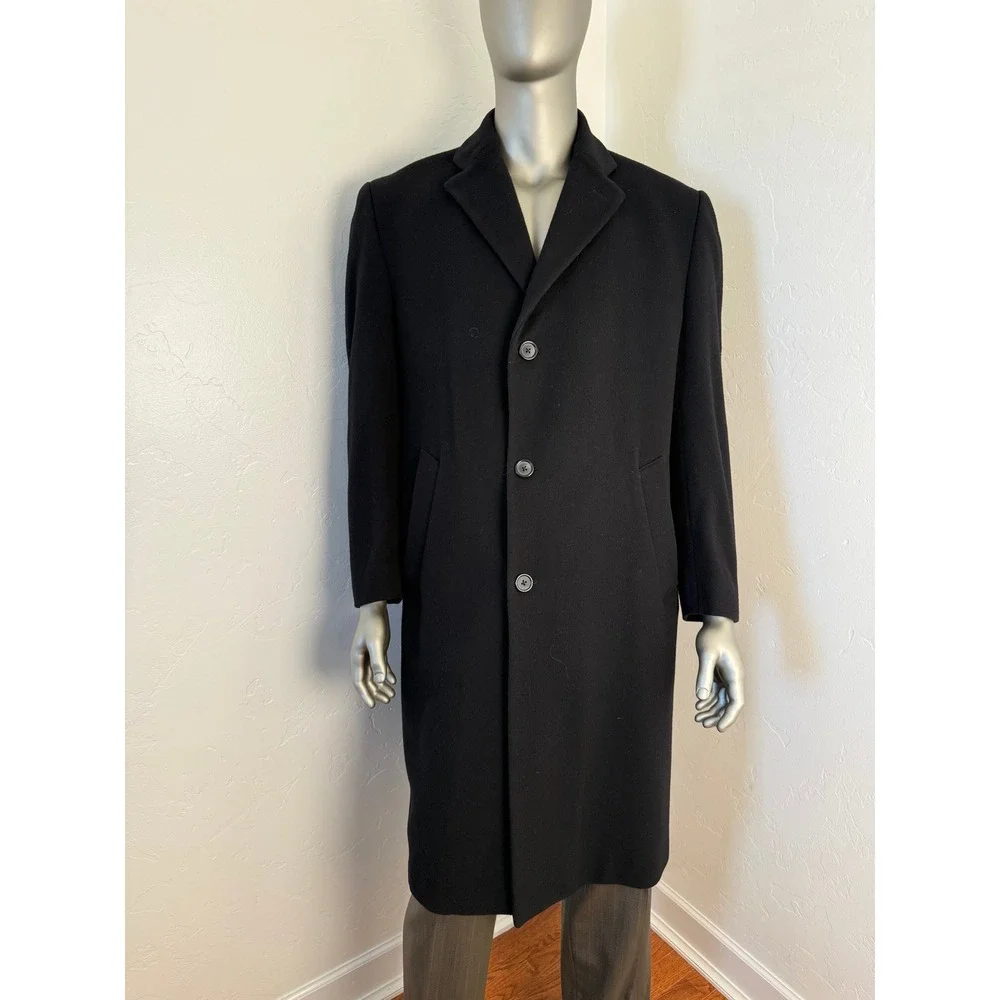 Jos. A.‎ Bank Black Wool Cashmere Overcoat Topcoat 40R